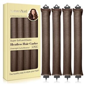 Brown Heatless Hair Curlers - 4 Pack